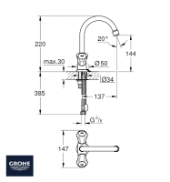 MONOBLOCK LAVABO COSTA L GROHE MEDIDAS